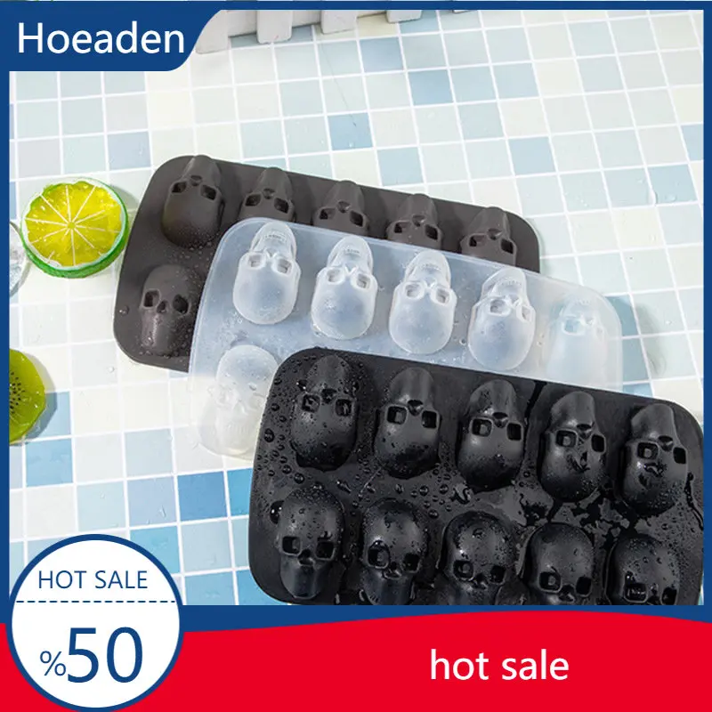 

10 Grid 3D Silicone Mold Skull Shape Silicone Chocolate Mold DIY Whiskey Bar Ice Cube Mold Kitchen Bar Accessories