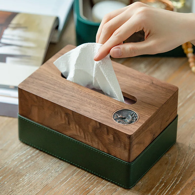 

Furniture Tissue Box Storage Boxes Solid Wood Tissue Paper Case Dining Table Napkin Holder Nordic Home Decoration Accessories