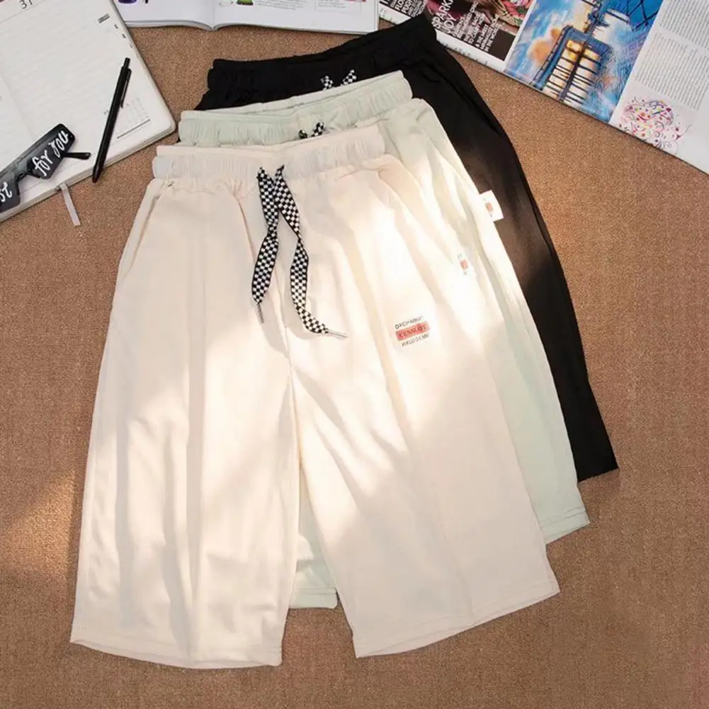 

Short Trousers Stylish Lace-up Stretchy Shorts Ice Silk Drawstring Men Shorts