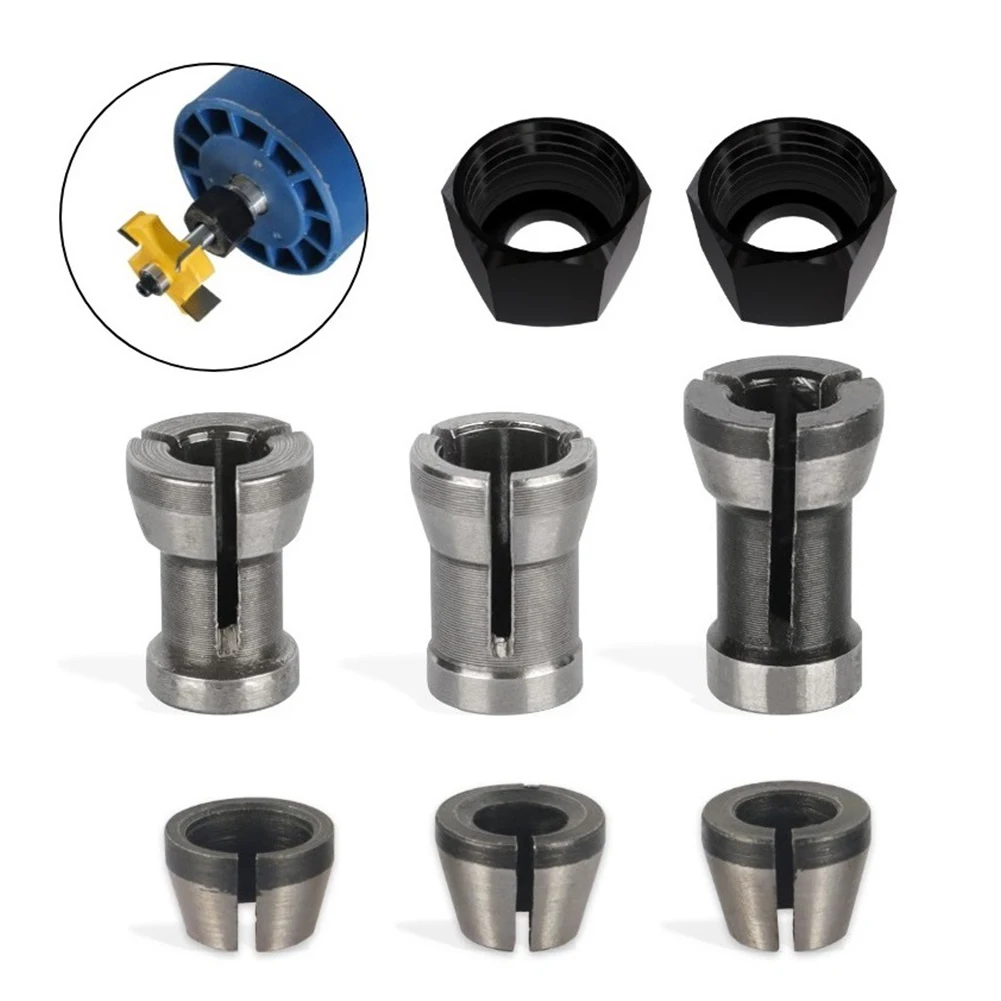 

8pcs 6mm/ 6.35mm/ 8mm Collets Chuck With 7mm/8mm Nut Engraving Trimming Machine Electric Router Milling Cutter Accessories