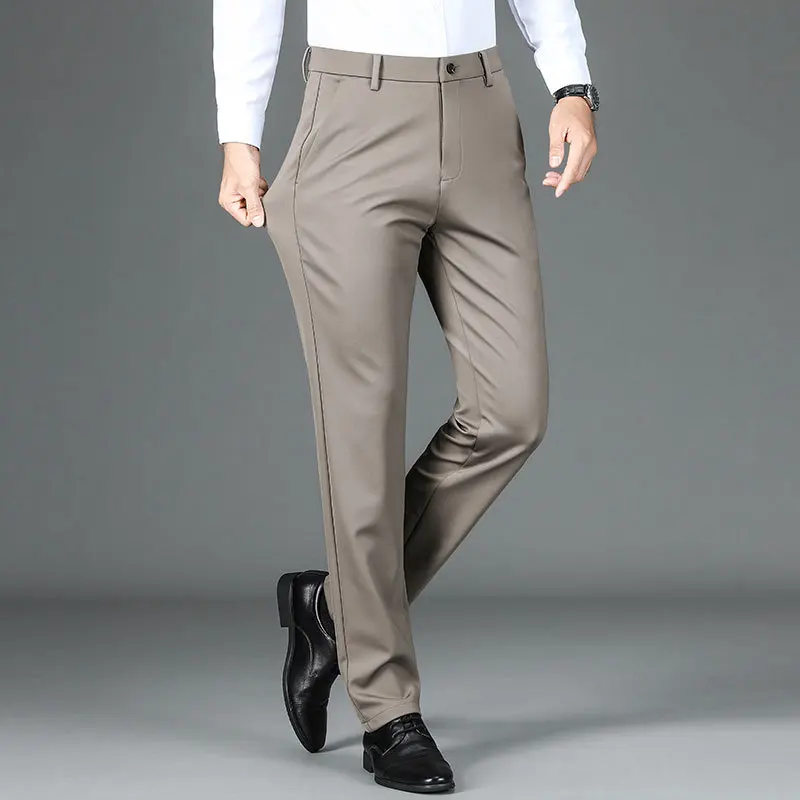 

Новинка Осень/Зима 2022 деловые повседневные брюки для мужчин среднего возраста прямые мужские брюки для работы тянущиеся плотные брюки
