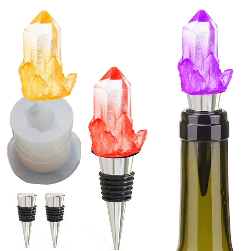 

Wine Bottle Stopper Silicone Molds Crystals Gem Shape Resin Epoxy Molds with Wine Stoppers for DIY Casting Crafts Making
