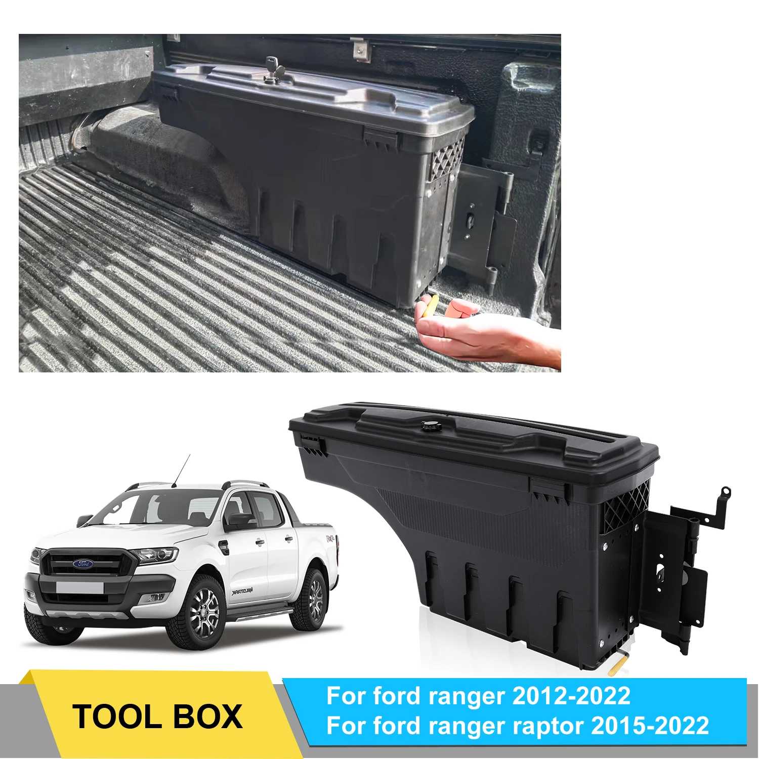 

Trunk Storage Tool Box Tailgate Swing Case for Ford Ranger T6 2012 2013 2014 2015 2016 2017 2018 2019 2020 2021 2022 1PCS