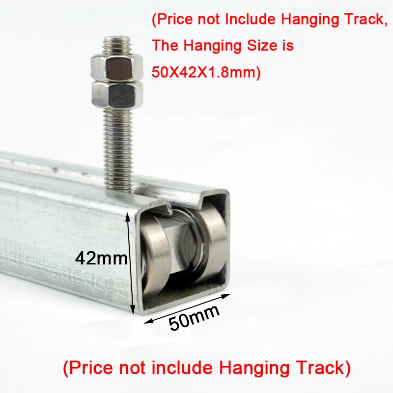 

16PCS Stainless Steel Heavy Sliding Door Rollers Steel Rail Hanging Wheels Waterproof Rust-proof Bearing Pulleys Loading 400KG