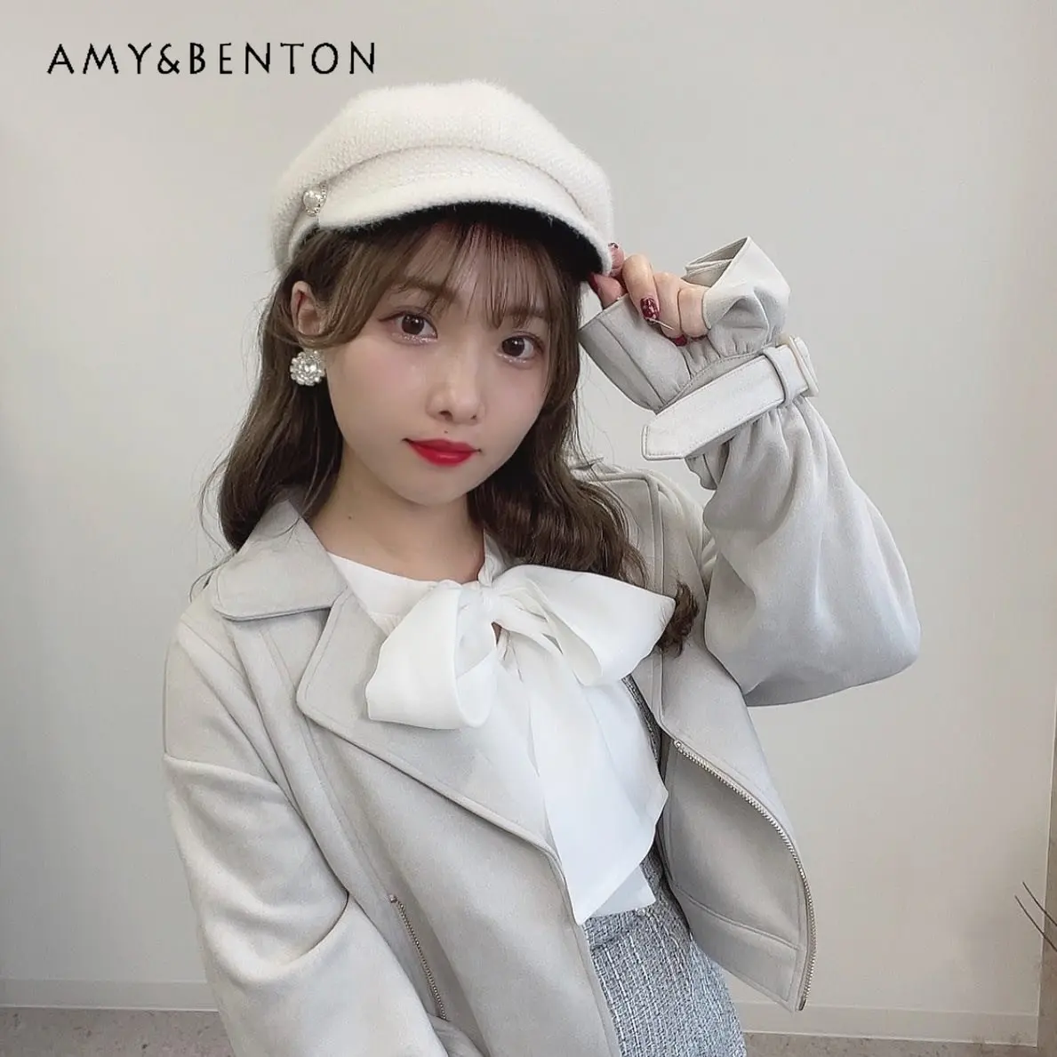 

Lolita Motorcycle Jacket for Women Autumn and Winter Japanese Cool High Waist Coat Female Long Sleeve Cute Cropped Jacket