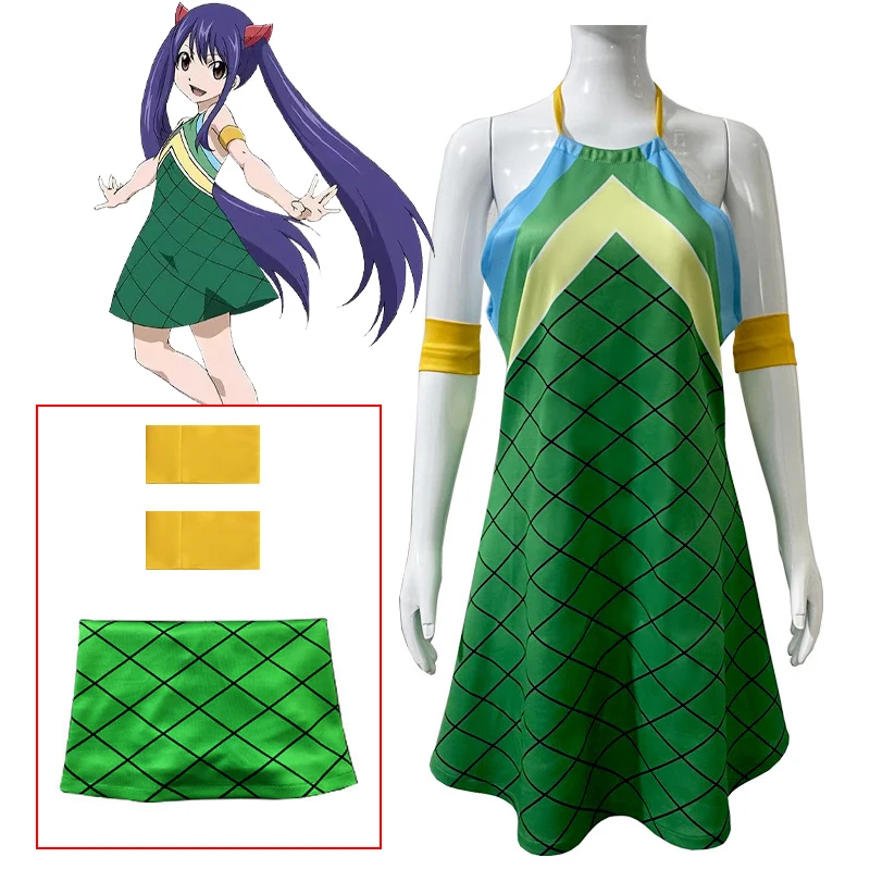 

Anime FAIRY TAIL Wendy Marvell Cosplay Costume Wendy Marvell Green Dress Woman Sexy Kawaii Halloween Carnival Party Costume