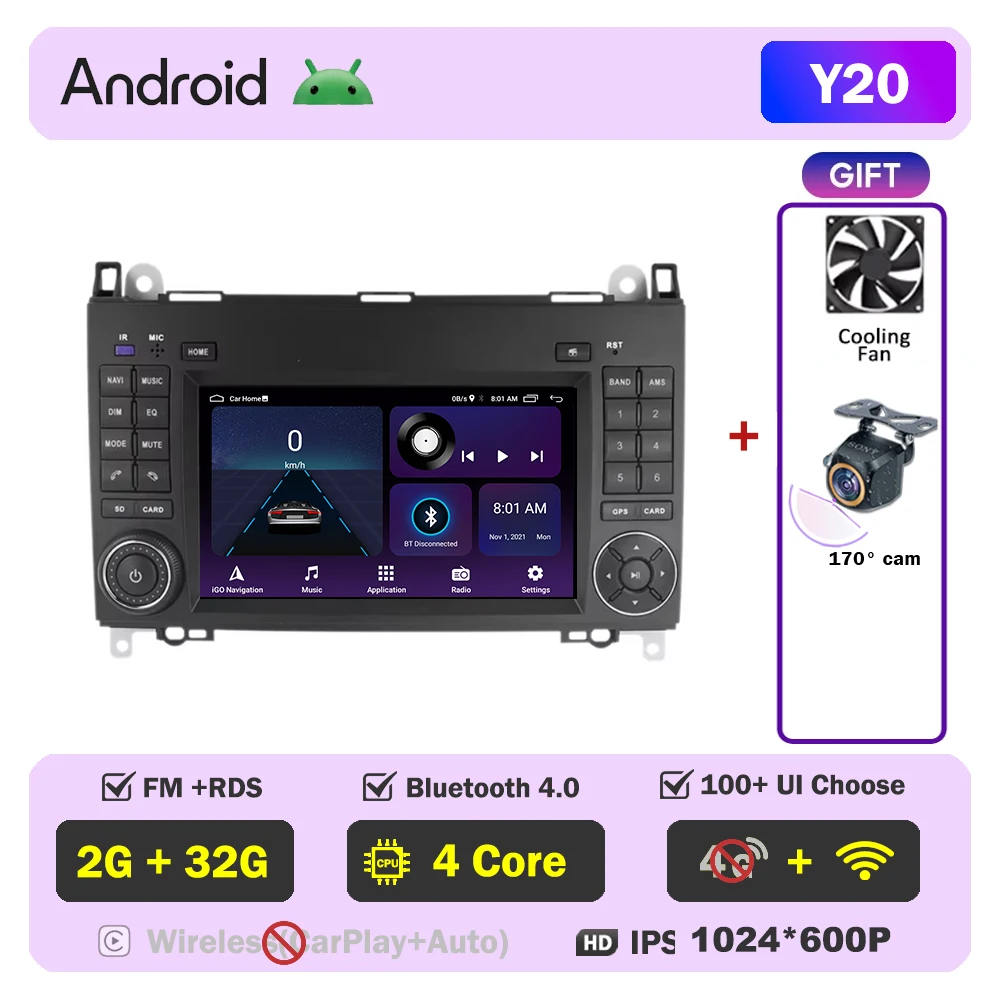 

7-дюймовый автомобильный радиоприемник для Mercedes Benz B200 A B Class W169 W245 Viano Vito W639 Sprinter W906 Carplay Navigation Android Auto Stereo DVD