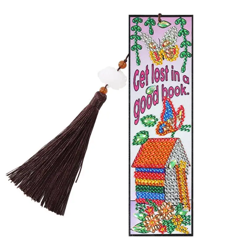 

Diamond Kit Bookmark With Tassel Pendant Party Favor 5D DIY Crystal Rhinestones Painting Arts for Friends on Christmas100pcs