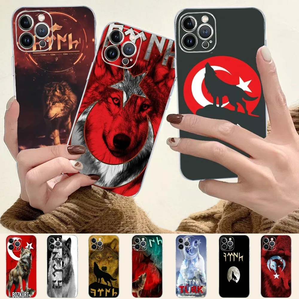 Turkish Language Bozkurt Gray wolf Phone Case Silicone Soft for iphone 16 15 14 13 12 11 Pro Mini XS MAX Plus X Cover