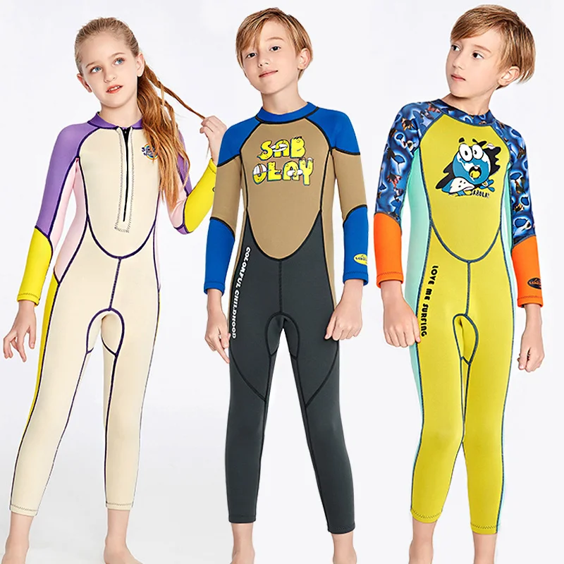 

Kid Colorful Swimsuits Neoprene Scuba Surf Wetsuit for Children Underwater Diving Suit Swimwear Free Dive Bathing Wet Suit