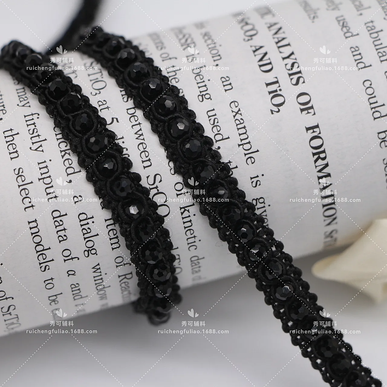 Черно-белая бусина для ногтей ручной работы хрустальная лента 8-образная