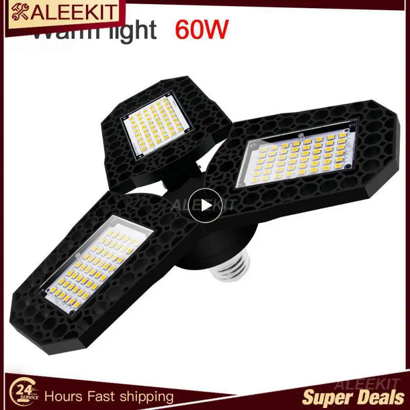

3 Panels Ceiling Light Led Garage Light Workshop Lighting Adjustable Industrial Lighting Deformable Bulb Newest 3000k/6000k Hot