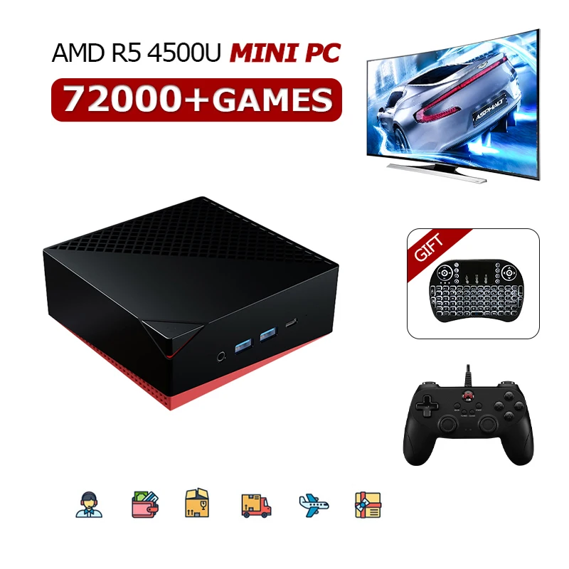 

Super Console X Chili Mini PC AMD R5 4500U Video Game Console 72000+ Gaming For PS3/PS2/WII/WIIU/DC 4K HD Output Gaming PC
