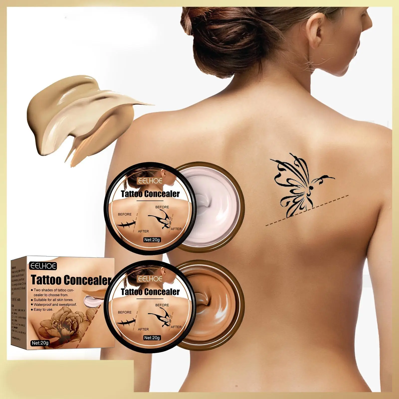 

Tattoo Concealer Waterproof Makeup Skin Blemish Print Freckle Scar Cover Concealer For Male And Female Tattoos Colour Corre V7E2