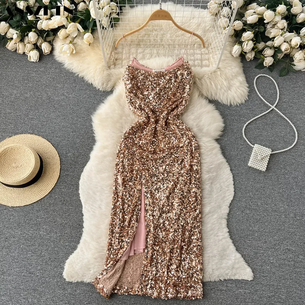 Сексуальное блестящее платье знаменитости на подтяжках женское роскошное