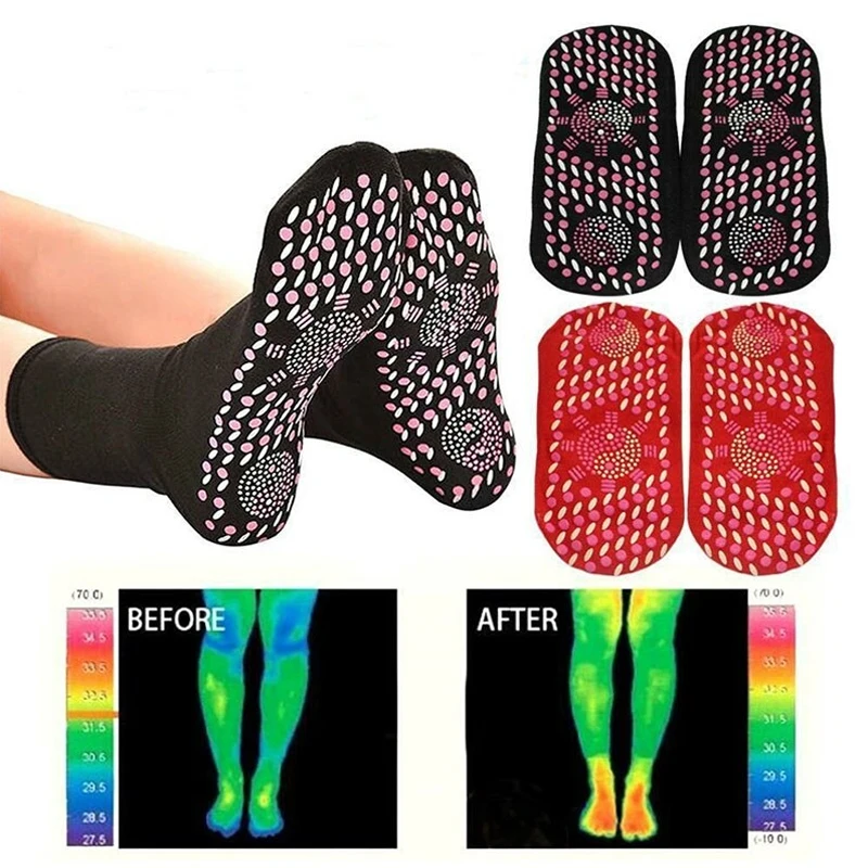 1 pair Unisex Self-heating Magnetic Therapy Care Socks Winter Elastic Slimming Breathable Comfortable Warm Sports Massage Socks