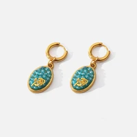 statement stainless steel crystal stone hoop earrings jewelry for women trendy metal texture 18 k earrings golden accessories
