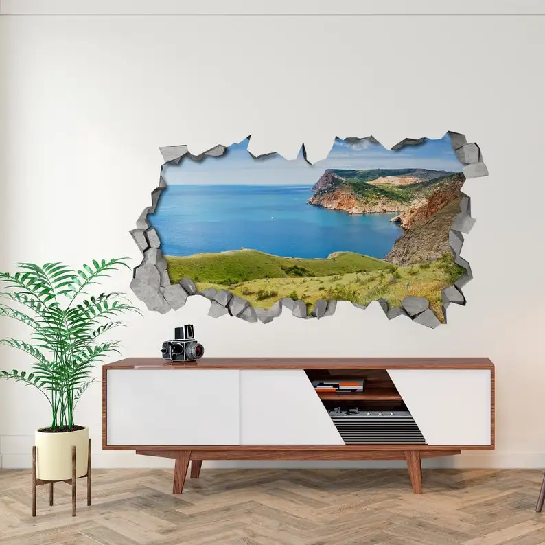 

Land to Sea, Hole in the Wall, 3d Wallpaper, 3d Wall Decor, 3d wall decals, 3d Wall Art, Wall Sticker, Wall Decal, 3d printed -