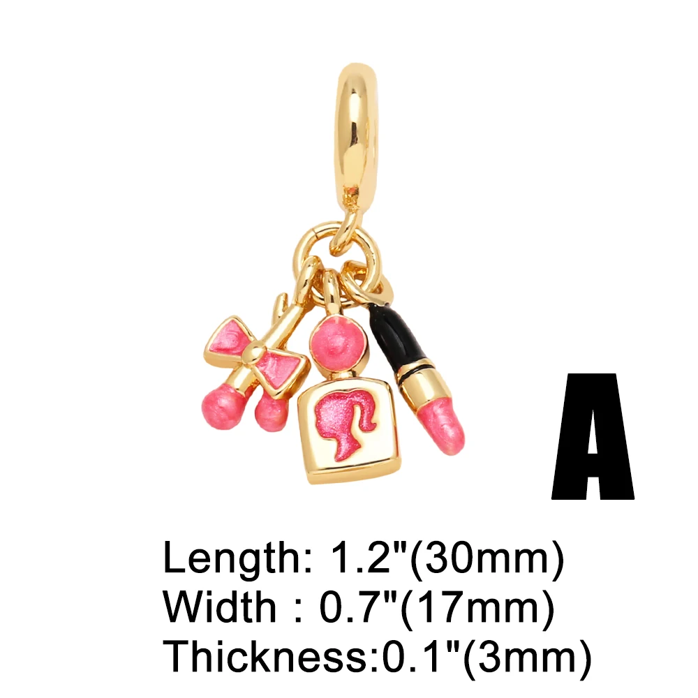 OCESRIO Фуксия Эмаль Подвеска для макияжа ожерелья Медная позолоченная сумка