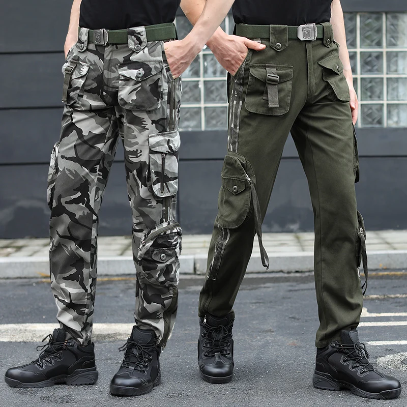 

Комбинезон мужской Камуфляжный, хлопковые брюки с множеством карманов, уличные свободные прямые повседневные штаны, модные джоггеры