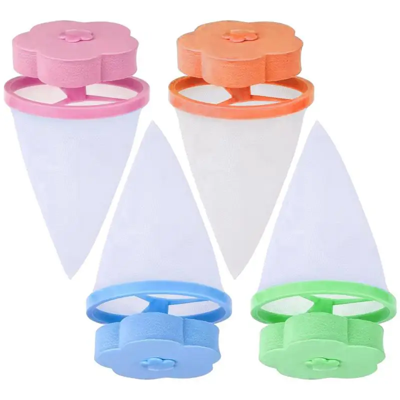 

Floating Washing Machine Filter Net Reusable Hair Filter Bag For Laundry Plum-Shaped Cleaning Mesh Bags Household Hair Remover