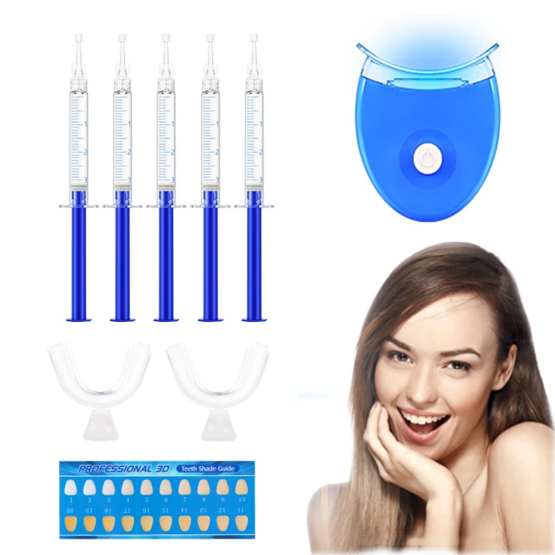 5/10pcs 3ml Whitening Gel+2pcs Dental Tray+1pc Mini Cold Whitening Light Teeth Whitening Gel Kit 44% Peroxide Bleaching System