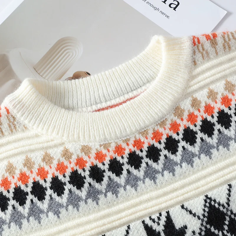 Мужские модные свитера в полоску с узором 2024 осень/зима свободный трикотаж