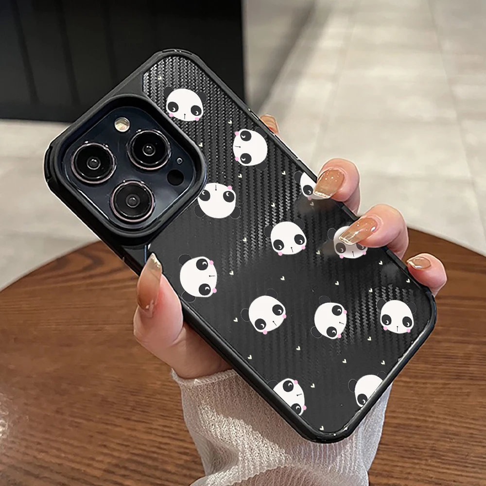 

Cute Panda Phone Case for IPhone 11 13 14 ProMax 12Mini Plus XR XSMax 7 8 SE 11pro Transparent Acrylic Hard Back Cover Coque