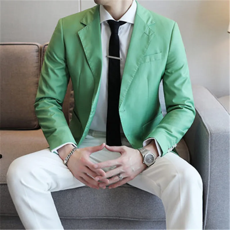 

4 Colors Men's Blazer Hombre Business Coats Tuxedo Jacket Man British Men's Cothes Slim Fit Prom Stage Jacket Blazer Masculino