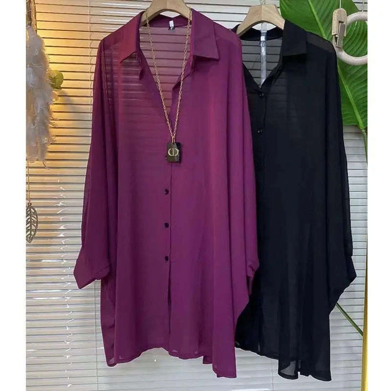 Женская рубашка с отложным воротником однотонная простая летняя Защитная