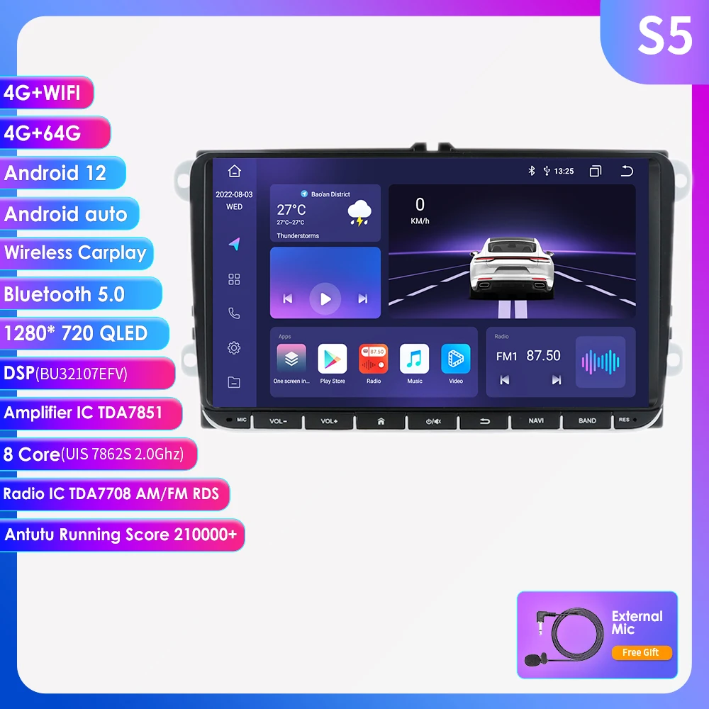 Новейший автомобильный мультимедийный плеер UIS7862S Octa Core DSP RDS BT Carplay для