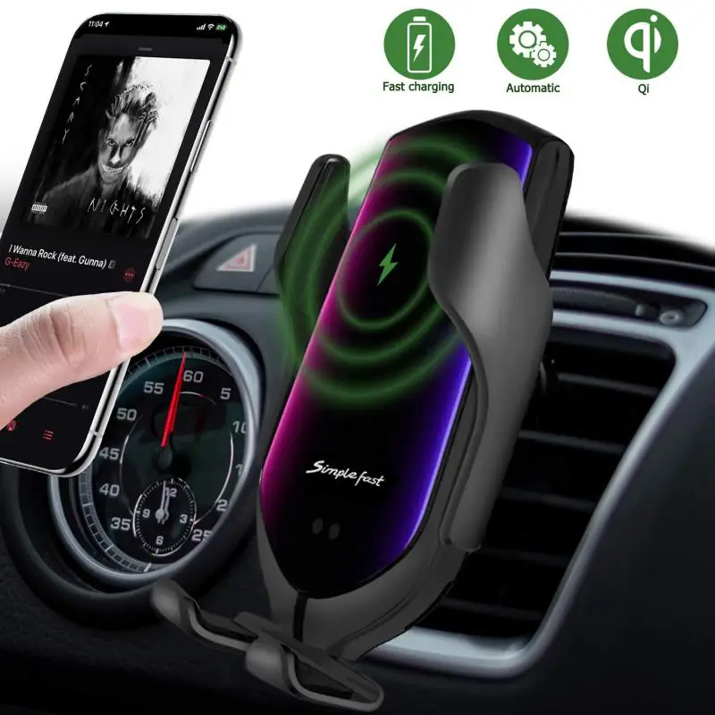 

Автоматический Автомобильный держатель для телефона R3 10 Вт, беспроводное зарядное устройство, умная автомобильная навигация для IPhone11 XR Xs Max Samsung S10/9/8 Plus Note 10/9/8