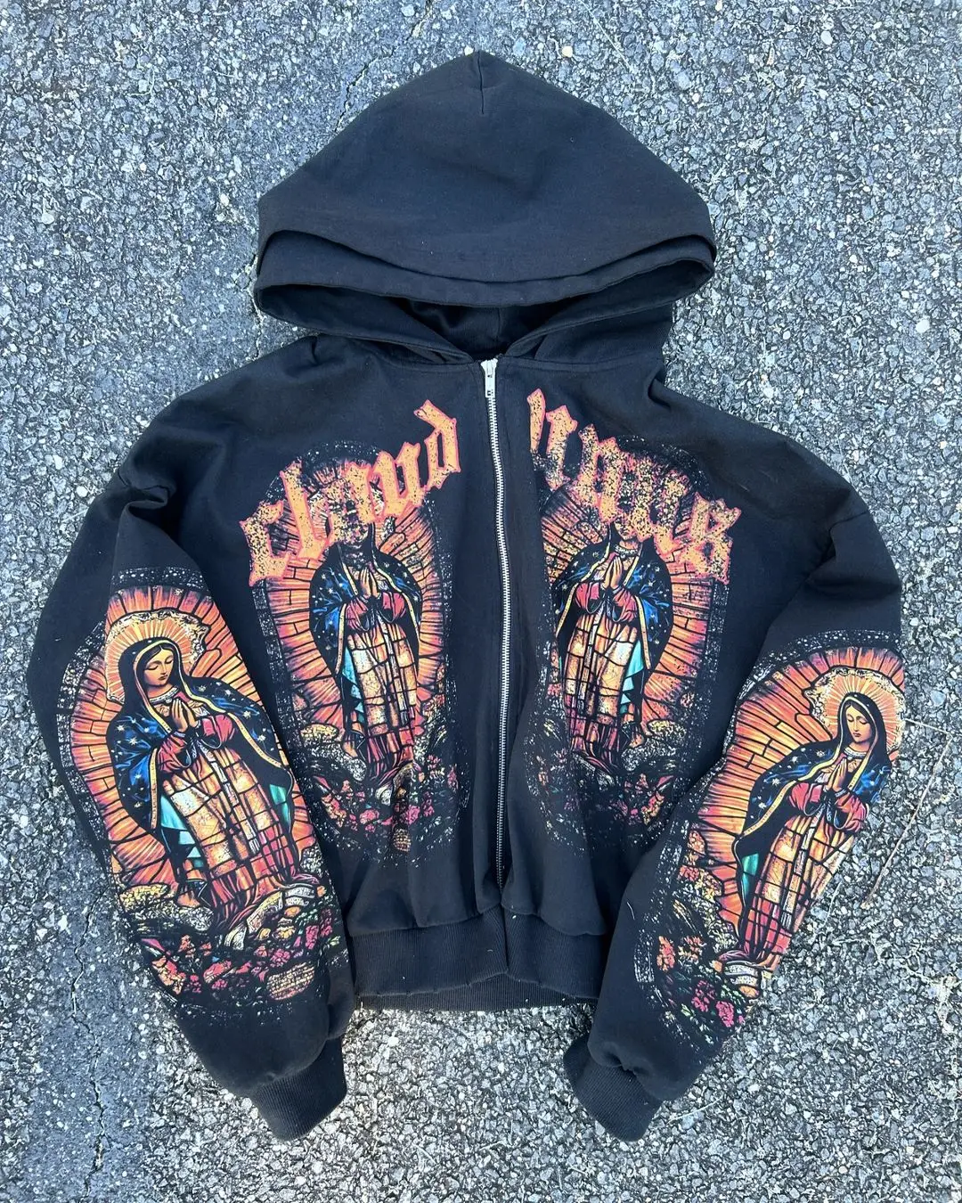 Harajuku Blessed Soldier Толстовки с принтом Женские новые топы Y2k Негабаритная толстовка