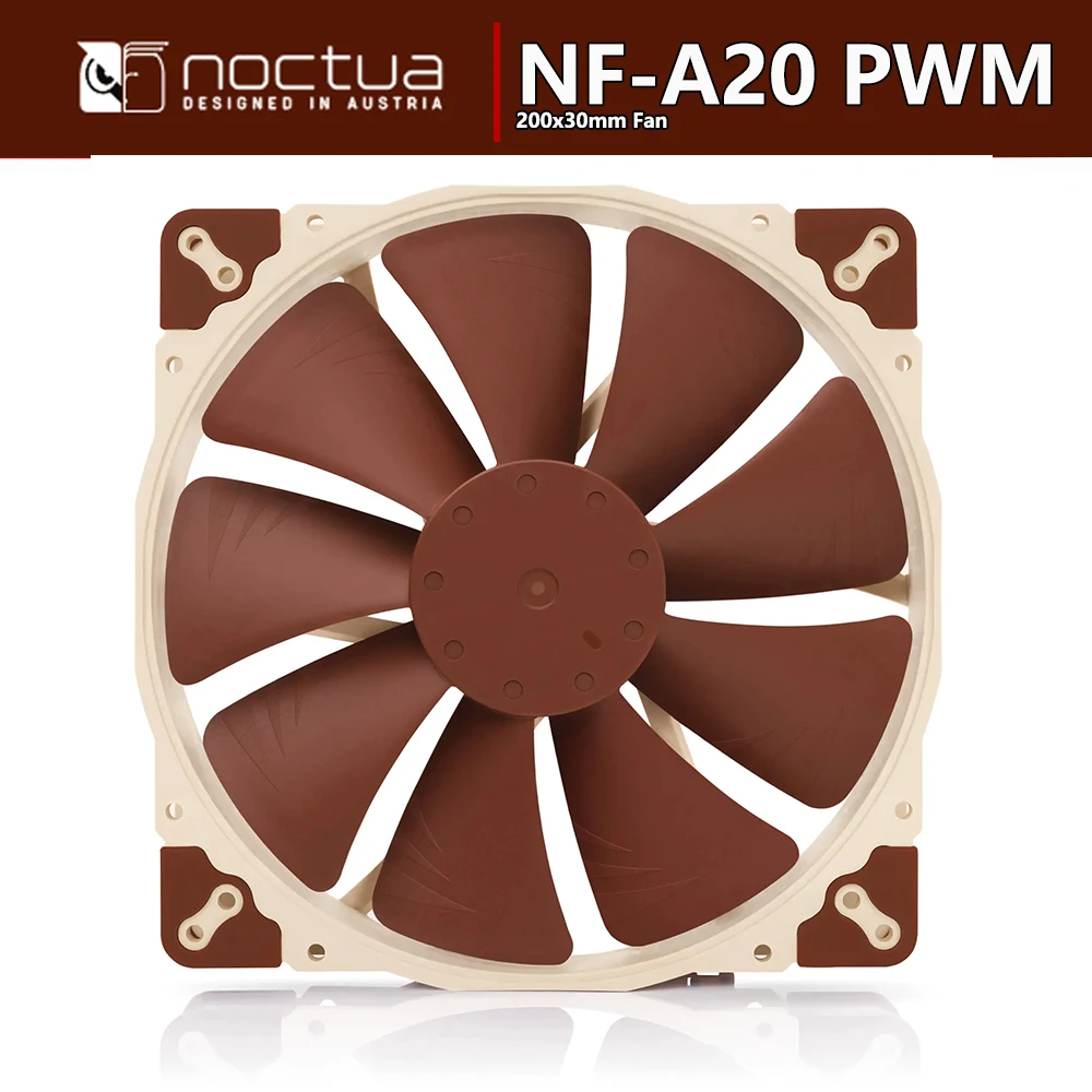 Фото Noctua NF-A20 PWM 4-контактный 12 В высокоэффективный тихий вентилятор 200x30 мм с подшипником SSO2 Chromax. Черный. Размер смены издания 20 см ВЕНТИЛЯТОР №4