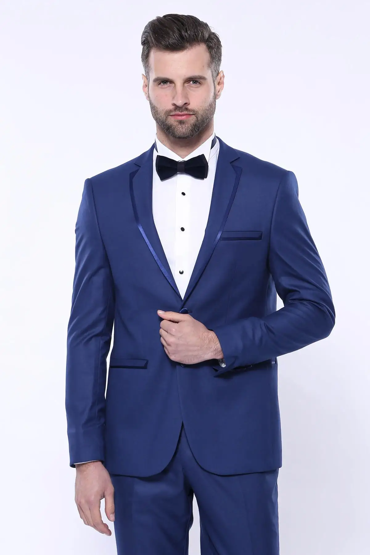 Wessi Men Slim Fit Groom Suit Fabric Wedding Stylish Elegance Elegant Remarkable Double Button Non-Pattern Collar Quality Soft
