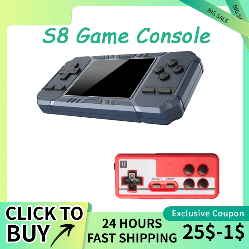 

S8 Retro Portable Mini Handheld Game Console 520 In 1 Compilation Video Game Cassette Portable AV Out Handheld Player CHILD GIFT