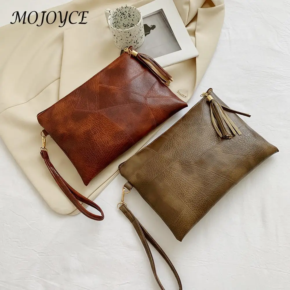 

Элегантная женская кожаная сумка-конверт с кисточкой, стильный женский однотонный кошелек, сумка для женщин, для ежедневного путешествия
