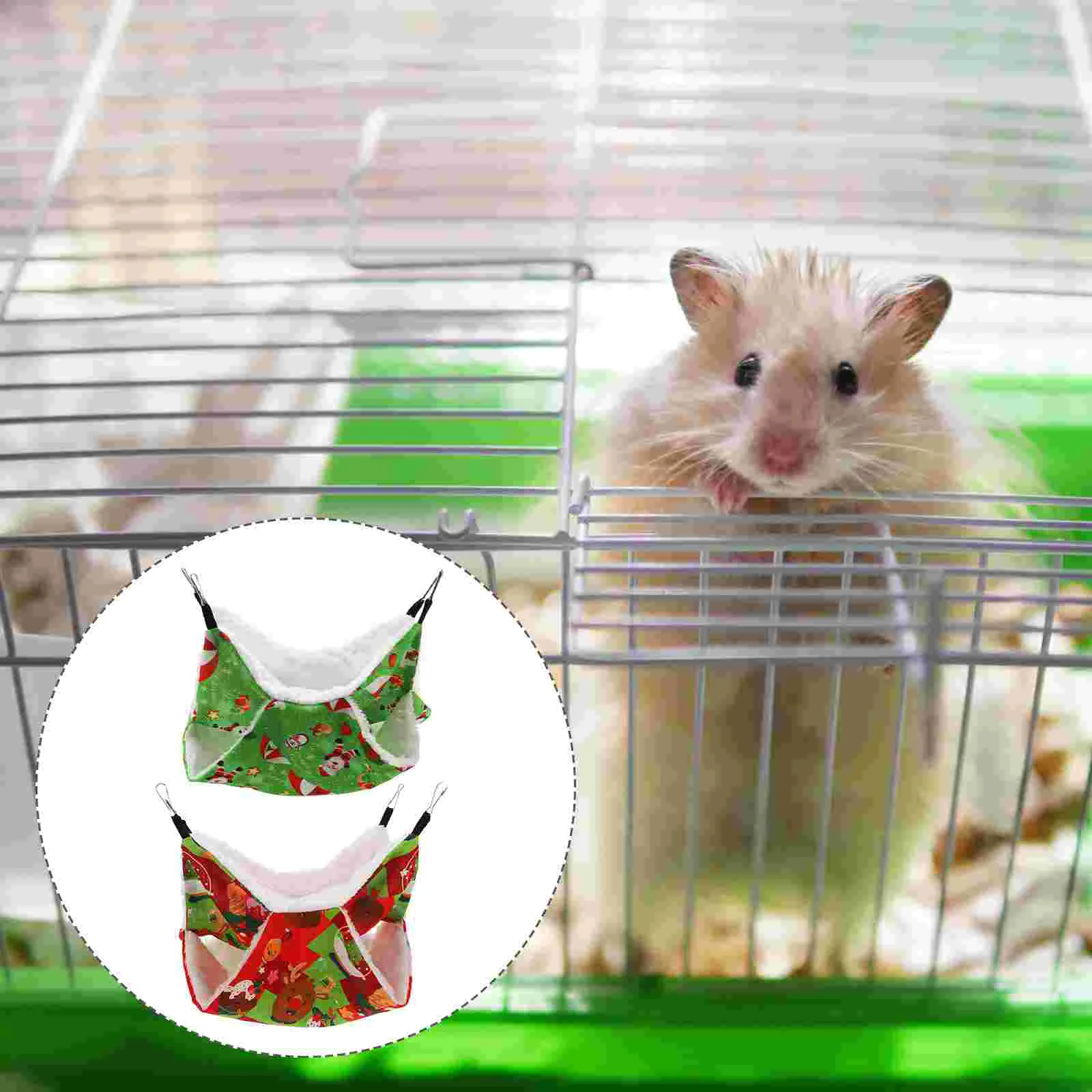 

2Pcs Christmas Hamster Hammock Pets Hanging Warm Hamster Hanging Bed