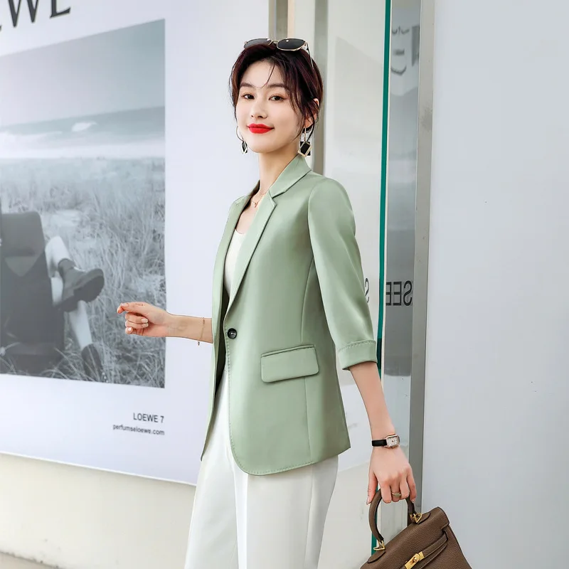 Spring Summer Women Blazer Coat Work Wear Jackets Fashion Temperament Blaser New Casual Office Ladies Outwear Tops