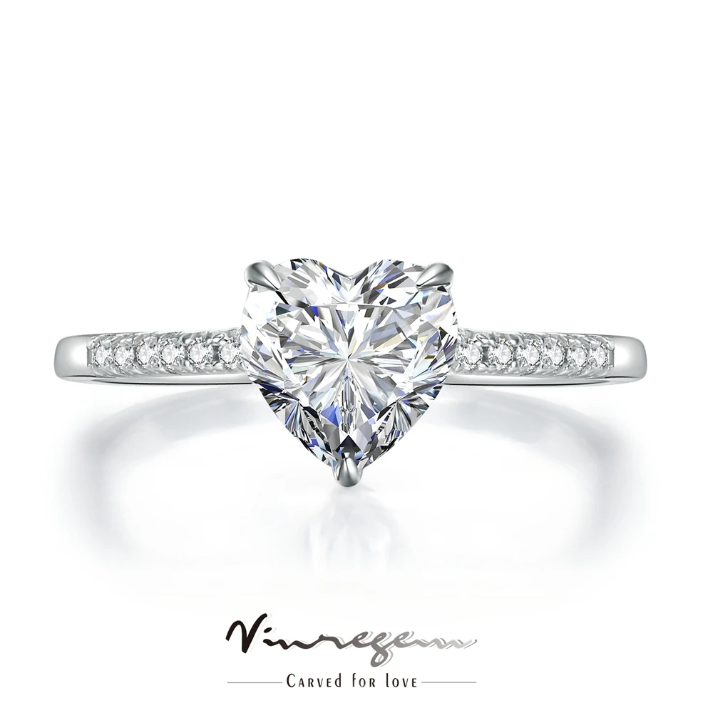 

Vinregem Real 925 Sterling Silver Heart 2CT VVS White Sapphire Synthetic Moissanite Ring for Women Wedding Gift Drop Shipping