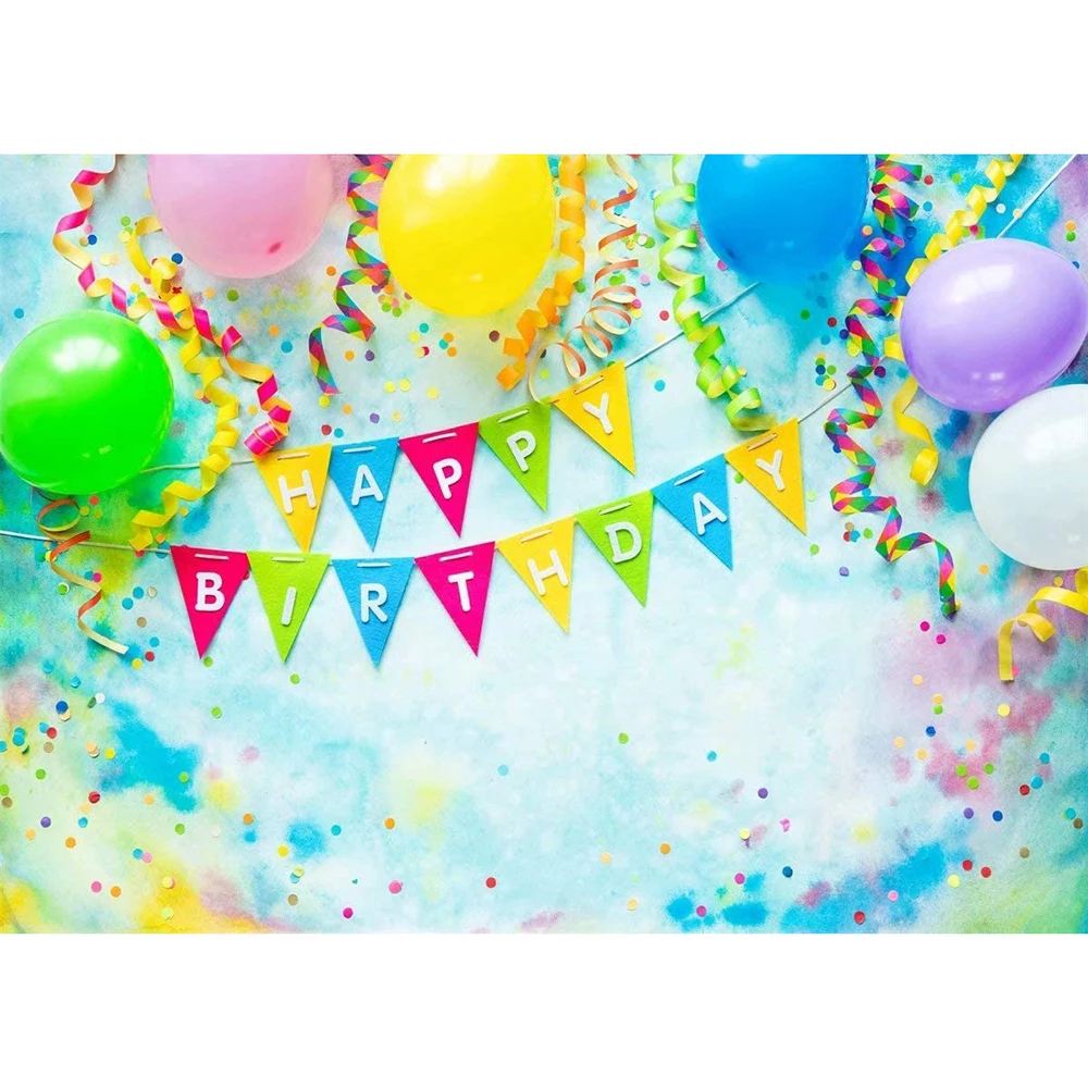 

Happy Birthday Backdrop Birthday Party Decorations Banner and Colorful Balloons Decor Boy Girl Photoshoot Photo Background