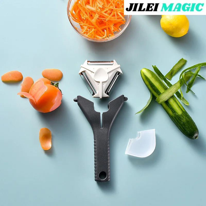 

New Paring Knife Multifunctional Planer Knife Three In One Melon Planer Stainless Steel Scraping Knife Nordic Wind Peeler