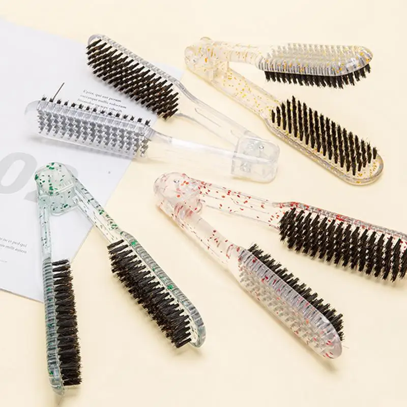 

Hair Straightener Brush V Shape Comb Pro Hairdressing Straightener Clamp Double Brush With Boar Bristles Hair Styling Tools