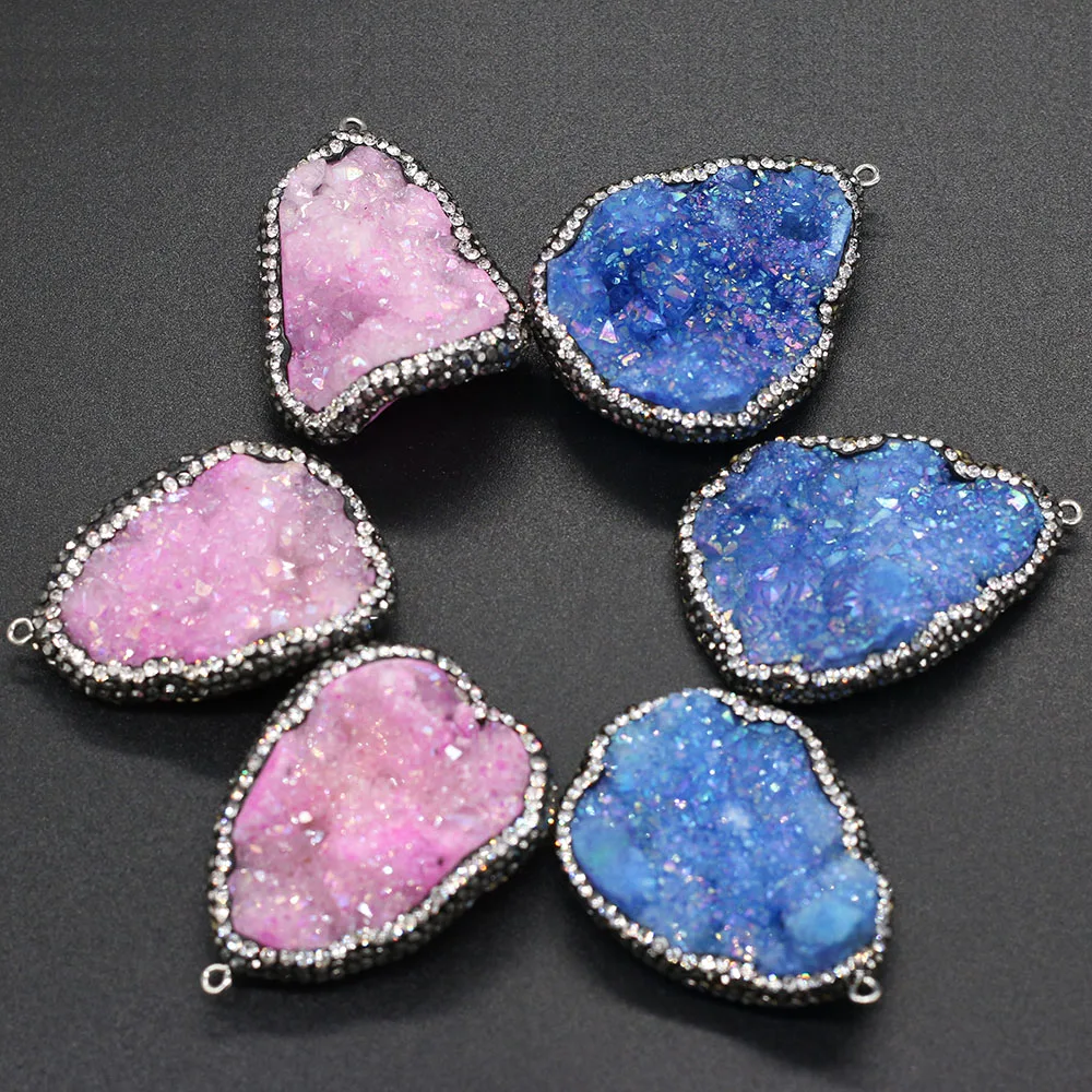 

Natural Stone Agate Crystal Bud Irregular Diamond Pendant Crafts MakingDIY Necklace Earring Accessories Gift Party 30x50-35x55mm