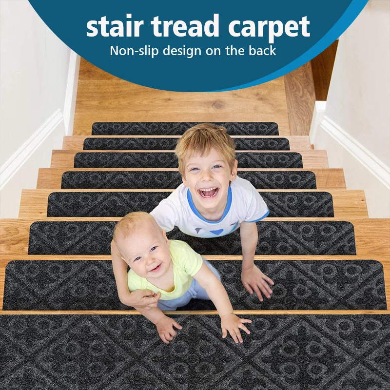 

Stair Carpet Mats Soft Stair Stepping Mat Self-adhesive Stairs Carpet Embossing Non-slip Stair Carpet Protector Rug