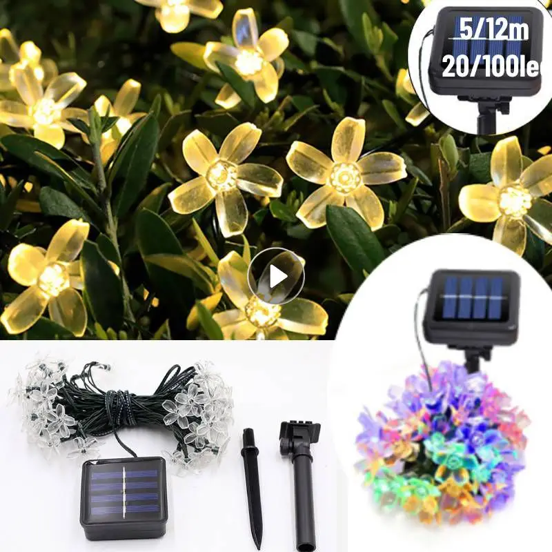 

Светодиодная уличная лампа на солнечной батарее, водонепроницаемый шнурок для праздника, Рождества, вечеринки, освещение вишневого цветка,...