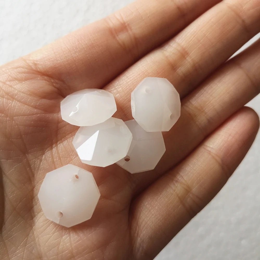 

Хрустальные белые опаловые бусины 14 мм, 2 отверстия, 50 шт