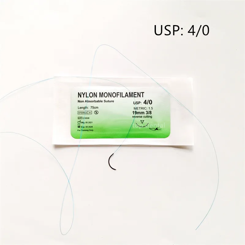 

USP4/0 Medical Needle Suture Nylon Monofilament Non Absorable Practice Kit Teaching Demonstrations Exercises