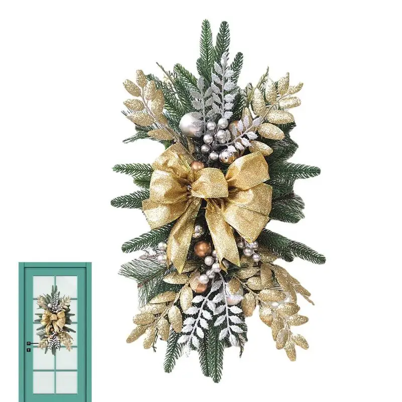 

Christmas Teardrop Swag Prelit Stairway Swag Trim Staircase Garland Ornaments Christmas Wreath For Front Door Artificial