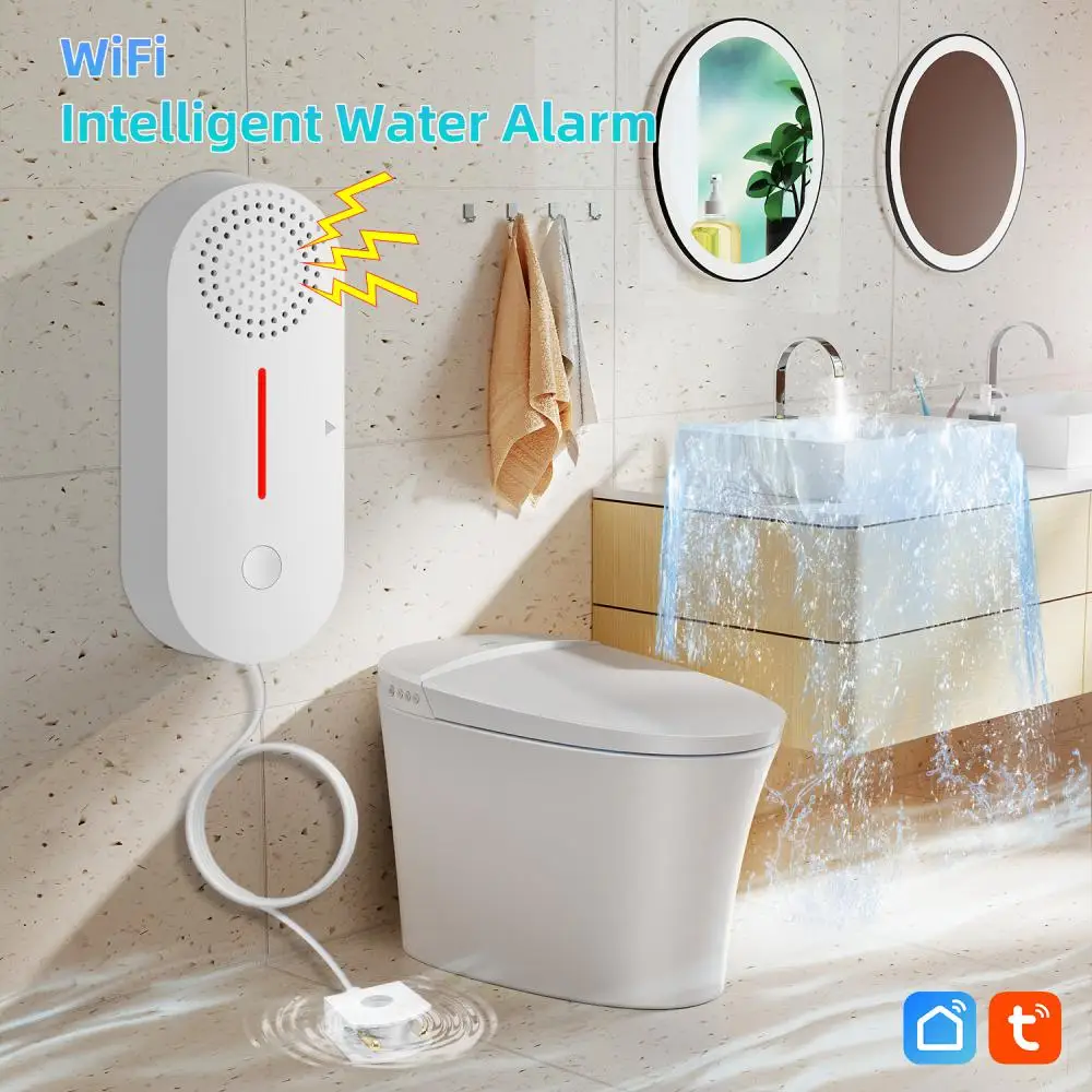 

Tuya Smart Water Leak Sensor Detector Alarm Flood Water Leakage Sensor Home Security Alarm 90dB High Volume Alarm Sound